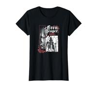 Attack on Titan Epic Titan Eren Yeager Manga Big Portrait Camiseta, Mujer, Negro, XS