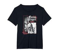 Attack on Titan Epic Titan Eren Yeager Manga Big Portrait Camiseta, Mujer Tallas Grandes, Negro, 6XL Grande
