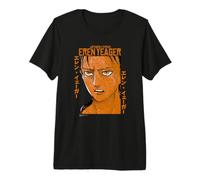 Attack on Titan Eren Yeager Japanese Font Big Face Portrait Camiseta Premium