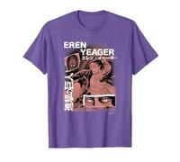 Attack on Titan Eren Yeager Japanese Manga Collage Portrait Camiseta, Hombre, Morado Jaspeado, 3XL