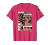 Attack on Titan Eren Yeager Japanese Manga Collage Portrait Camiseta, Hombre, Rojo Jaspeado, S