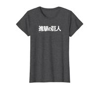 Attack on Titan Japanese Kanji Official Title Logo Camiseta, Mujer, Jaspeado Oscuro, XS