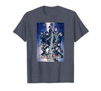 Attack on Titan Season 4 Arte Clave Colorido con Logotipo Camiseta, Hombre, Azul Jaspeado, XL