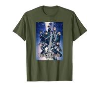 Attack on Titan Season 4 Arte Clave Colorido con Logotipo Camiseta, Hombre, Verde Oliva, XL