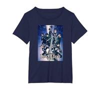 Attack on Titan Season 4 Arte Clave Colorido con Logotipo Camiseta, Mujer Tallas Grandes, Azul Marino, 6XL Grande