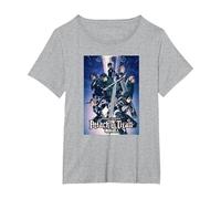Attack on Titan Season 4 Arte Clave Colorido con Logotipo Camiseta, Mujer Tallas Grandes, Gris Jaspeado, 4XL Grande