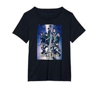 Attack on Titan Season 4 Arte Clave Colorido con Logotipo Camiseta, Mujer Tallas Grandes, Negro, 6XL Grande