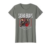 Attack on Titan Season 4 Círculo de Sasha Braus Camiseta, Mujer, Verde Militar Jaspeado, S