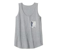 Attack on Titan Small Scout Regiment Shield Chest Anime Camiseta sin Mangas, Mujer, Gris Jaspeado, XXL