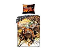 Attack on Titans Juego de funda de edredón individual con funda de almohada europea de 70 x 90 cm, 100% algodón para niños