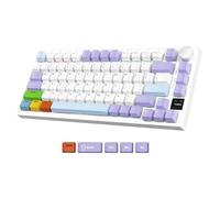 ATTACK SHARK Ajazz AK820Pro - Teclado mecánico con cable en espiral, Bluetooth 5.1/USB-C/2.4G, teclado inalámbrico para juegos 75%, pantalla inteligente TFT y perilla, teclado PBT RGB Baclit montado