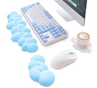 ATTACK SHARK Alfombrilla para mouse y reposamuñecas para teclado, diseño ergonómico para escribir y aliviar el dolor, reposamuñecas de espuma viscoelástica, posavasos de cuero, reposamuñecas de gel