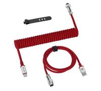 ATTACK SHARK C01 Pro Cable Espiral USB C para Teclado Gaming, Tipo C a USB A Trenzado Aviador para Mecánico, Con Conector de Metal Desmontable, Rojo