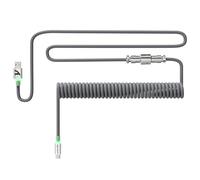 ATTACK SHARK C01Ultra Cable Teclado Espiral con Iluminación RGB, Cable Aviator USB C Coiled para Teclado Mecánico 8KHz, Tipo C a USB A, Conector de Aviación de Metal Desmontable, 56.5In - Gris
