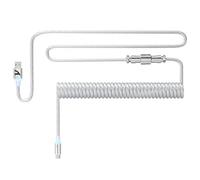 ATTACK SHARK C01Ultra Cable Teclado Espiral con Iluminación RGB, Cable Aviator USB C Coiled para Teclado Mecánico 8KHz, Tipo C a USB A, Conector de Aviación de Metal Desmontable, 56.5In - Claro