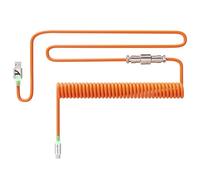 ATTACK SHARK C01Ultra Cable Teclado Espiral con Iluminación RGB, Cable Aviator USB C Coiled para Teclado Mecánico 8KHz, Tipo C a USB A, Conector de Aviación de Metal Desmontable, 56.5In - Naranja