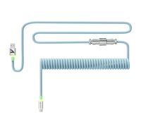 ATTACK SHARK C01Ultra Cable Teclado Espiral con Iluminación RGB, Cable Aviator USB C Coiled para Teclado Mecánico 8KHz, Tipo C a USB A, Conector de Aviación de Metal Desmontable, 56.5In - Azul