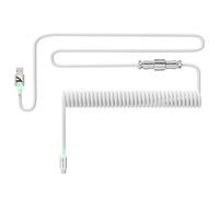 ATTACK SHARK C01Ultra Cable Teclado Espiral con Iluminación RGB, Cable Aviator USB C Coiled para Teclado Mecánico 8KHz, Tipo C a USB A, Conector de Aviación de Metal Desmontable, 56.5In - Blanco