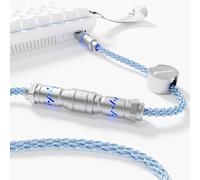 ATTACK SHARK C07 Cable de Teclado Magnético 8KHz USB-C Iluminado, Cable de Carga Trenzado en Cobre Monocristalino USB-A a Tipo-C, Backlit RGB Adjustable 12, 5-Pin CNC Aviator, 1,5m Longitud-Azul