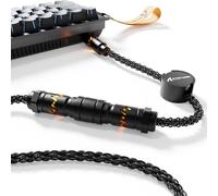 ATTACK SHARK C07 Cable de Teclado Magnético 8KHz USB-C Iluminado, Cable de Carga Trenzado en Cobre Monocristalino USB-A a Tipo-C, Backlit RGB Adjustable 12, 5-Pin CNC Aviator, 1,5m Longitud-Negro