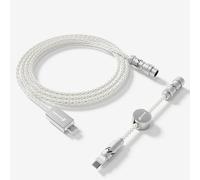 ATTACK SHARK C07 Cable de Teclado USB-C Personalizado con Iluminación RGB para Teclado Magnético 8KHz, Cable de Carga Trenzado en Cobre Monocristalino USB-A a Tipo-C, 5-Pin Aviator, 5,12 Pies-Blanco
