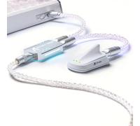 ATTACK SHARK C07PRO 8KHz Cable de Teclado Gaming 2 en 1 Tipo C, Cable de Carga RGB Trenzado de Cobre Monocristalino con Doble USB-C, Aluminio 6063 CNC, Para Ratones/PC/MacBook/Gamers, 5.12’ - Plata