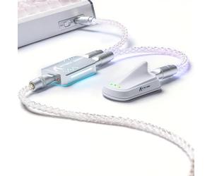ATTACK SHARK C07PRO 8KHz Cable de Teclado Gaming 2 en 1 Tipo C, Cable de Carga RGB Trenzado de Cobre Monocristalino con Doble USB-C, Aluminio 6063 CNC, Para Ratones/PC/MacBook/Gamers, 5.12’ - Plata