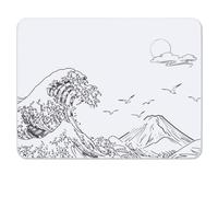 ATTACK SHARK CM05SE Alfombrilla Ratón Vidrio Templado Olas Blancas | Dureza 9H Anti-Rayas, Superficie Ultra-Lisa Grabada Nano, Base Antideslizante, Alta Precisión, Movimiento Rápido, 410×310×5mm