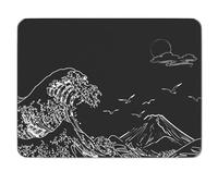 ATTACK SHARK CM05SE Alfombrilla Ratón Vidrio Templado - Olas Negras | Dureza 9H Anti-Rayas, Superficie Ultra-Lisa Grabada Nano, Base Antideslizante, Alta Precisión, Movimiento Rápido, 410×310×5mm