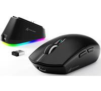 ATTACK SHARK G3PRO Ratón Inalámbrico para Juegos con Base de Carga Magnética, Sensor PixArt PAW3311, 25000 dpi, Bluetooth/2,4GHz/Cable, 100M Clics, 59g Ratón Superligero para PC/Xbox/Mac (Negro)