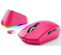 ATTACK SHARK G3PRO Ratón Inalámbrico para Juegos con Base de Carga Magnética, Sensor PixArt PAW3311, 25000 dpi, Bluetooth/2,4GHz/Cable, 100M Clics, 59g Ratón Superligero para PC/Xbox/Mac (Rojo Baya)