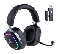 ATTACK SHARK G800 Wireless Gaming Headset with Aluminum Alloy Frame, 7.1 Surround Sound, Bendable ENC Mic, Tri-Mode(2.4G Wireless/Bluetooth/Wired), 1000mAh, 50mm Driver, RGB, for PC/Mac/PS, Black