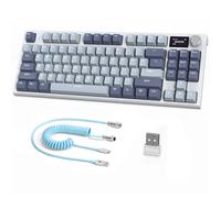 ATTACK SHARK K86 Teclado Mecánico Wireless 75%, Teclado para Juegos Tri-Modo con 2.4G/BT5.0/USB-C Cable, QWERTY TKL 87 Tecla, Pantalla TFT HD de 1.2' y Perilla, RGB Hot-Swap Linear Switch - Azul