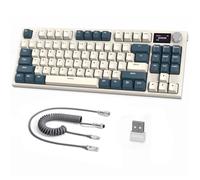 ATTACK SHARK K86 Teclado Mecánico Wireless 75%, Teclado para Juegos Tri-Modo con 2.4G/BT5.0/USB-C Cable, QWERTY TKL 87 Tecla, Pantalla TFT HD de 1.2' y Perilla, RGB Hot-Swap Linear Switch - Verde