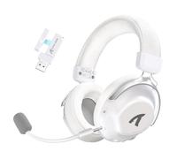 ATTACK SHARK L50PRO Auriculares Gaming Inalámbricos 7.1, Driver Bio 53mm, Cascos Surround Tri-Modo 2.4G/BT 5.3/Cable con Micrófono Extraíble 360° Cancelación Ruido para PC/PS/Switch, 64H - Blanco
