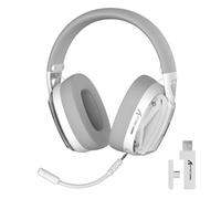 ATTACK SHARK L60 Auriculares Inalámbricos para Juegos, Mics Desmontables | Blanco, Ultraligeros Headset con 2.4G/BT/3.5mm Cable, Controladores de 40mm,Over Ear, Sonido Envolvente 3D, PC/Mac/PS/XBOX