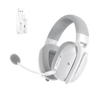 ATTACK SHARK L80PRO Auriculares Gaming Inalámbricos, Micrófonos Dobles Ajustables, Sonido Surround 3D, Baja Latencia de 20ms, Controladores de 40mm, 3 Modos (2.4G/BT/Cableado) para PC/PS/Xbox -Blanco