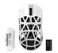 ATTACK SHARK R2PRO 45g Superlight Ratón de Aleación de Magnesio, Sensor PixArt PAW3950, 42000DPI Ultraligero Mouse, 8000Hz Sondeo inalámbrico, Cableado/2,4G/BT, con Cable en Espiral, PC/Mac, Blanco