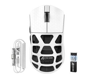 ATTACK SHARK R3PRO 46g Superlight Ratón de Aleación de Magnesio, 8000Hz Sondeo inalámbrico, 26000DPI Ultraligero Mouse, Sensor PixArt PAW3395, Cableado/2,4G/BT, con Cable en Espiral, PC/Mac, Blanco