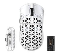 ATTACK SHARK R5 Ultra Ratón Gaming Inalámbrico de Fibra de Carbono 8000Hz, 39g Superlight, 42000DPI, PAW3950MAX, Nordic 52840, Bluetooth/2.4G/USB-C Cableado, 8K Cable Espiral, para PC/Mac, Blanco