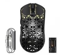 ATTACK SHARK R5 Ultra Ratón Gaming Inalámbrico de Fibra de Carbono 8000Hz, 39g Superlight, 42000DPI, PAW3950MAX, Nordic 52840, Bluetooth/2.4G/USB-C Cableado, 8K Cable Espiral, para PC/Mac, Negro