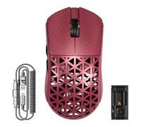 ATTACK SHARK R5 Ultra Ratón Gaming Inalámbrico de Fibra de Carbono 8000Hz, 39g Superlight, 42000DPI, PAW3950MAX, Nordic 52840, Bluetooth/2.4G/USB-C Cableado, 8K Cable Espiral, para PC/Mac, Rojo