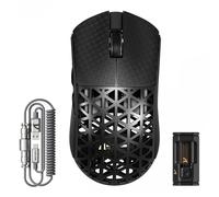ATTACK SHARK R5 Ultra Ratón Gaming Inalámbrico de Fibra de Carbono 8000Hz, 39g Superlight, 42000DPI, PAW3950MAX, Nordic 52840, Bluetooth/2.4G/USB-C Cableado, 8K Cable Espiral, para PC/Mac, Negro