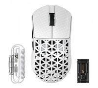 ATTACK SHARK R5 Ultra Ratón Gaming Inalámbrico de Fibra de Carbono 8000Hz, 39g Superlight, 42000DPI, PAW3950MAX, Nordic 52840, Bluetooth/2.4G/USB-C Cableado, 8K Cable Espiral, para PC/Mac, Blanco
