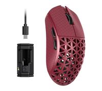 ATTACK SHARK R5 Ultra Ratón Inalámbrico Para Juegos De Alta Velocidad Fibra Carbono, Ultraligero 39g, Lija, 2.4G/BT/USB-C, Sensor PAW3950MAX, Tasa De Sondeo Inalámbrica 8KHz, 42KDPI, Win/Mac -Rojo