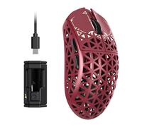 ATTACK SHARK R5 Ultra Ratón inalámbrico Para Juegos De Alta Velocidad Fibra Carbono, Ultraligero 39g, cable 2.4G/BT/USB-C, Sensor PAW3950MAX, Tasa De Sondeo Inalámbrica de 8KHz, 42KDPI, PC/Mac -Rojo