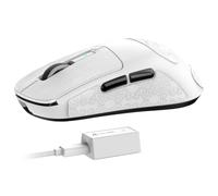 ATTACK SHARK R6 Ratón inalámbrico para Juegos de 8 KHz, Superlight 42 g, MCU Nordic 52840, Sensor para Juegos PixArt PAW3950MAX, BT/2,4 G/cableado, 42000DPI, Grip Tape, batería de 250 mAh(Blanco)