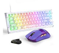 ATTACK SHARK R68 HE Combo Teclado Fibra de Carbono y Mouse X11 Ultra, 59g Nordic54L15 Wireless, 8KHz, PAW3950MAX 42K dpi, Teclado Magnético RT 0.005mm - Ice/Purple