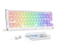 ATTACK SHARK R68 HE Teclado de Disparo Rápido 8000Hz, Precisión RT 0,005 mm | Teclado Gaming con Cable, Superficie y Teclas de Fibra de Carbono, Lados de Aluminio CNC, RGB, Cable C01, Ice Ninja
