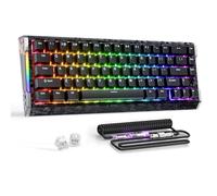 ATTACK SHARK R68 HE Teclado de Disparo Rápido 8000Hz, Precisión RT 0,005 mm | Teclado Gaming con Cable, Superficie y Teclas de Fibra de Carbono, Lados de Aluminio CNC, RGB, Cable C01, Negro